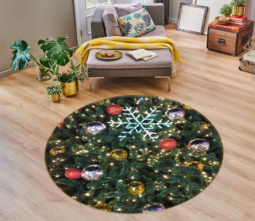 3D Tree 55237 Christmas Round Non Slip Rug Mat Xmas