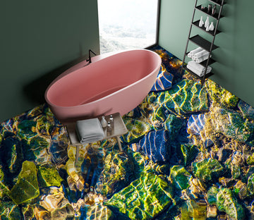 3D Green Stones In The Water 1061 Floor Mural  Wallpaper Murals Self-Adhesive Removable Print Epoxy