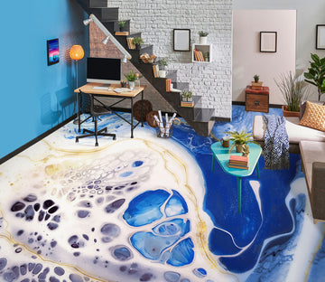 3D Blue And White Art 909 Floor Mural  Wallpaper Murals Rug & Mat Print Epoxy waterproof bath floor