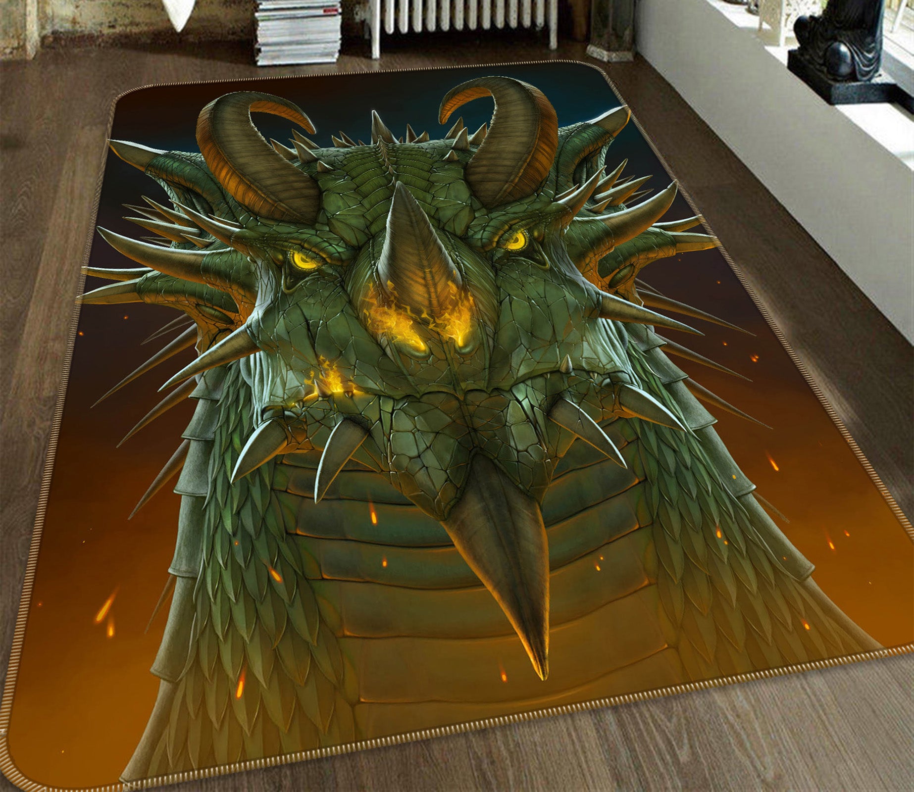 3D Dragon Portrait 1033 Vincent Hie Rug Non Slip Rug Mat