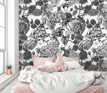 3D Doodle Peony Flower 54 Wall Murals