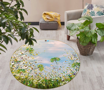 3D Wildflowers Grass 742 Skromova Marina Rug Round Non Slip Rug Mat