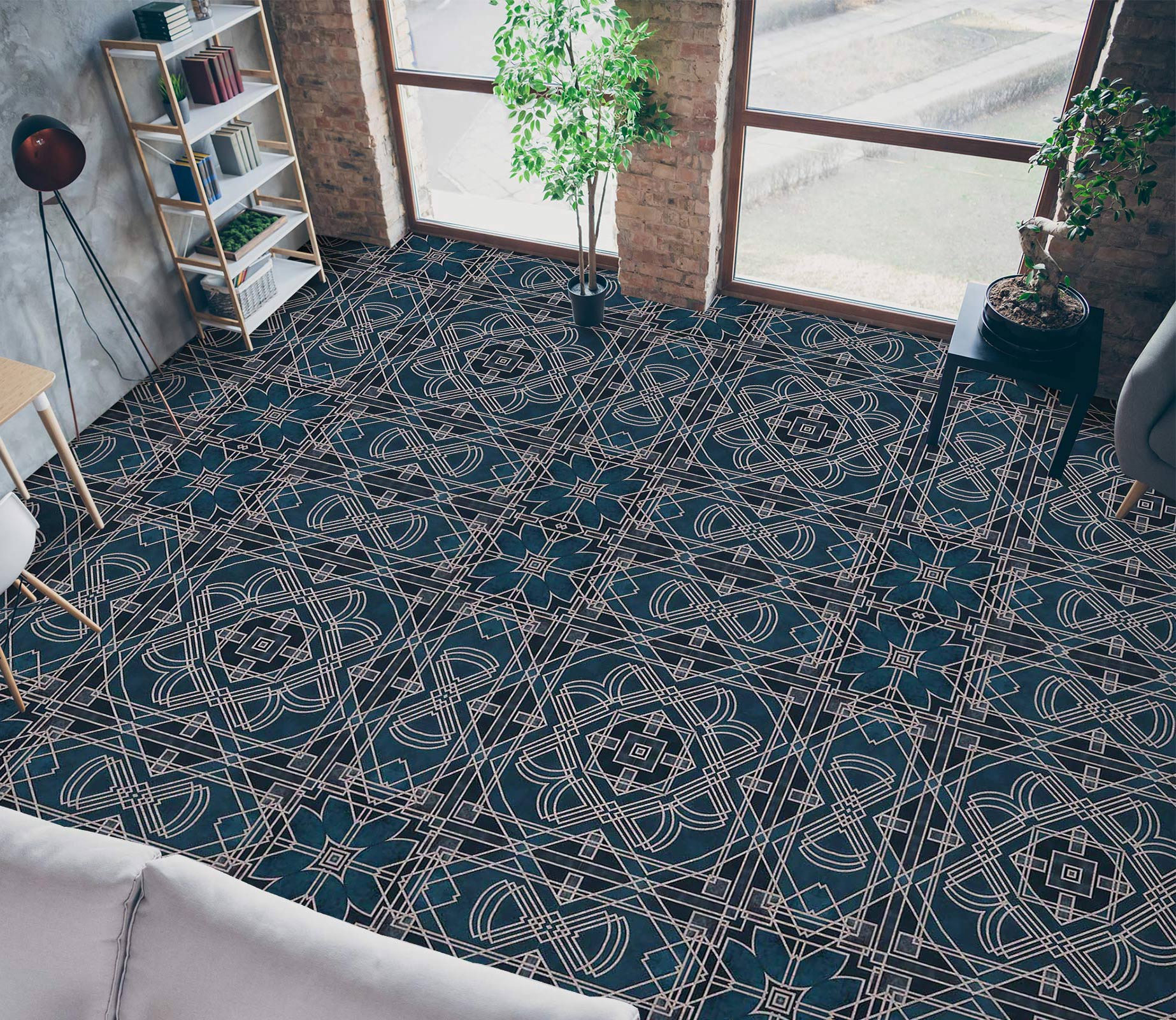 3D Navy Blue Texture 102112 Andrea Haase Floor Mural  Wallpaper Murals Self-Adhesive Removable Print Epoxy