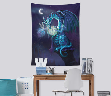 3D Blue Dragon Moon 5216 Rose Catherine Khan Tapestry Hanging Cloth Hang