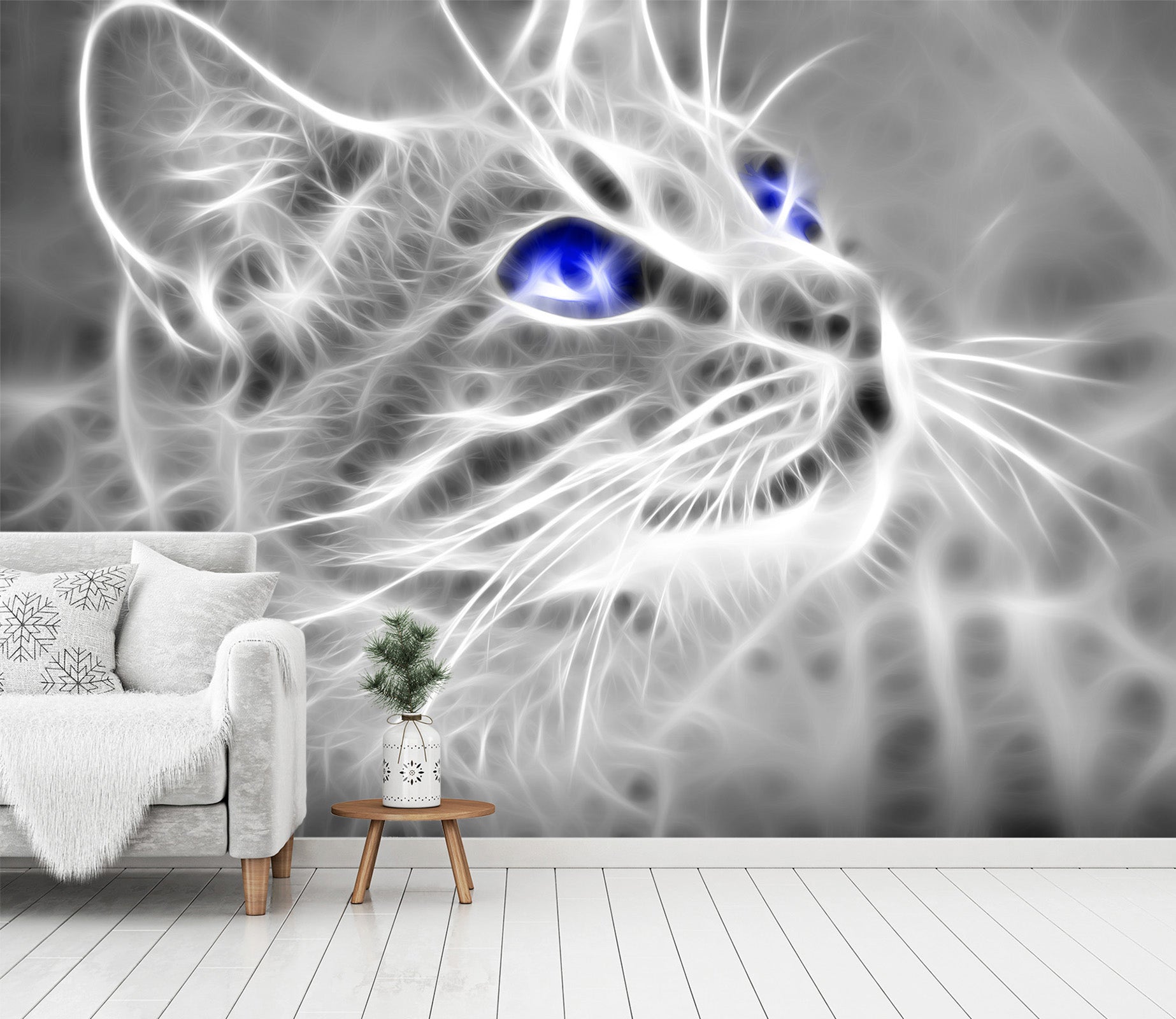 3D Blue Eyes Cat 437 Wall Murals