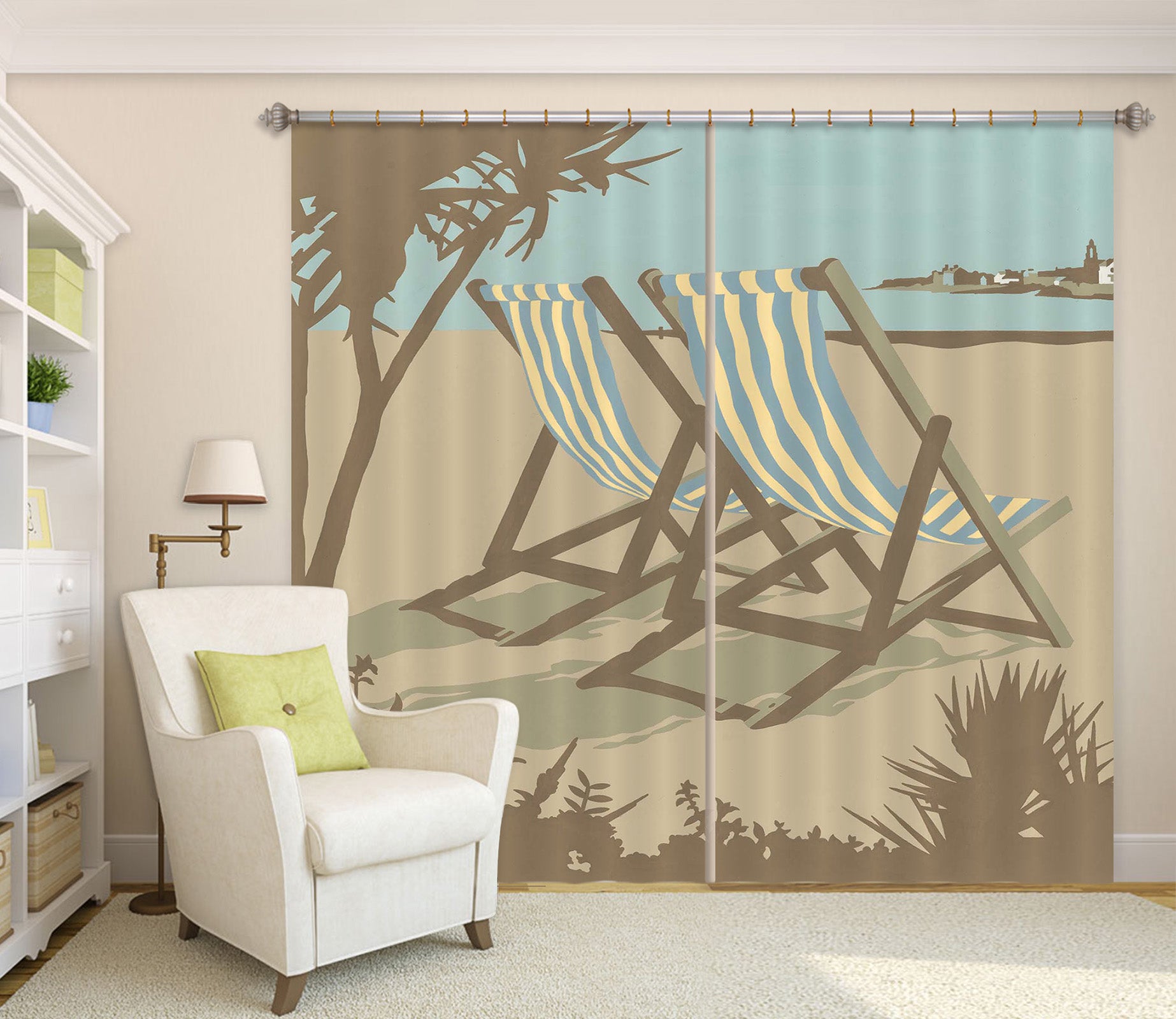 3D Swanage Deckchairs 161 Steve Read Curtain Curtains Drapes