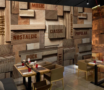 3D Wooden Label 620 Wall Murals