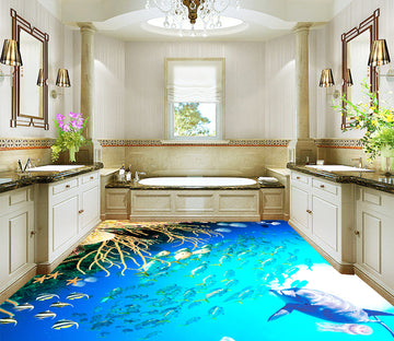 3D Underwater Dolphin 531 Floor Mural  Wallpaper Murals Rug & Mat Print Epoxy waterproof bath floor