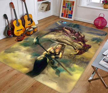 3D Purple Dragon Woman Weapon 6044 Ciruelo Rug Non Slip Rug Mat