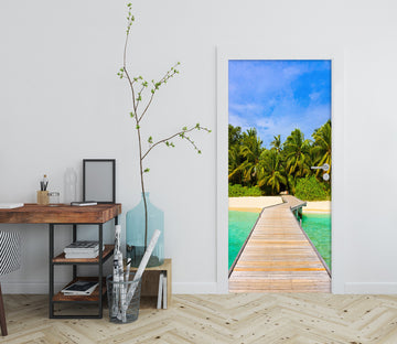 3D Beach Forest 053 Door Mural