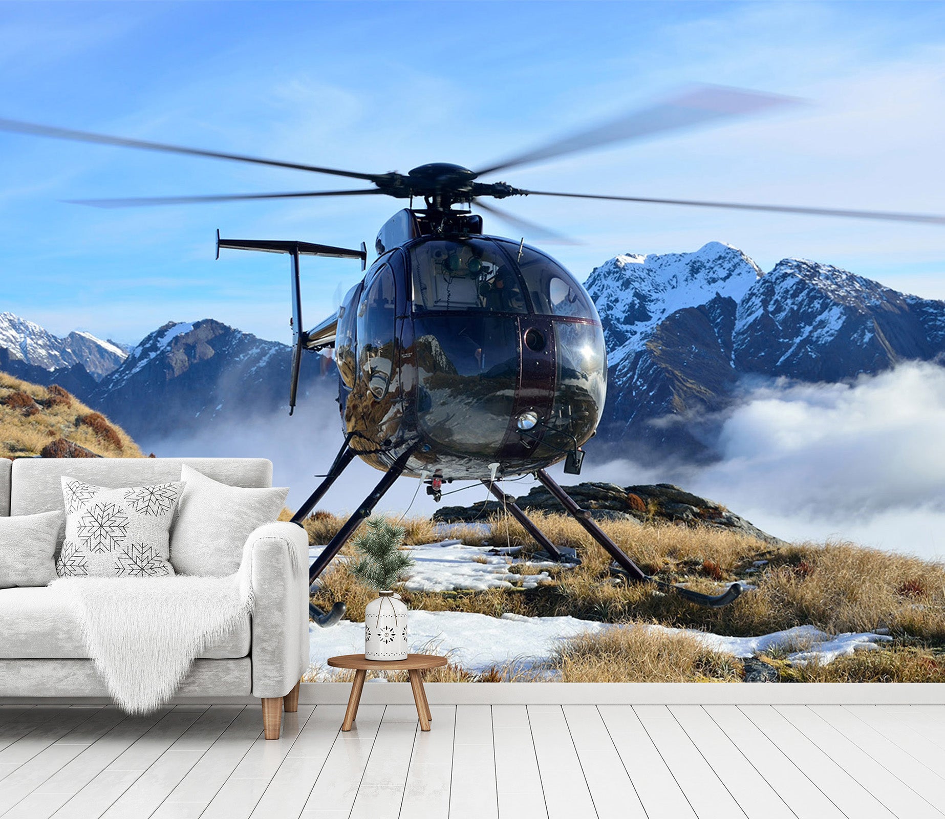 3D Snow Mountain Plane 012 Vehicle Wall Murals
