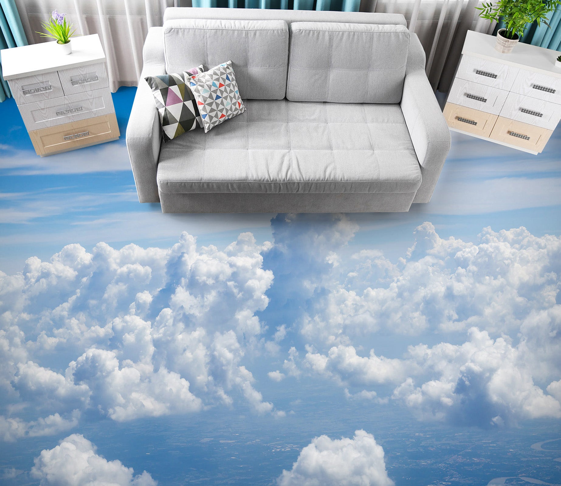 3D Dreamy Gentle Clouds 1225 Floor Mural