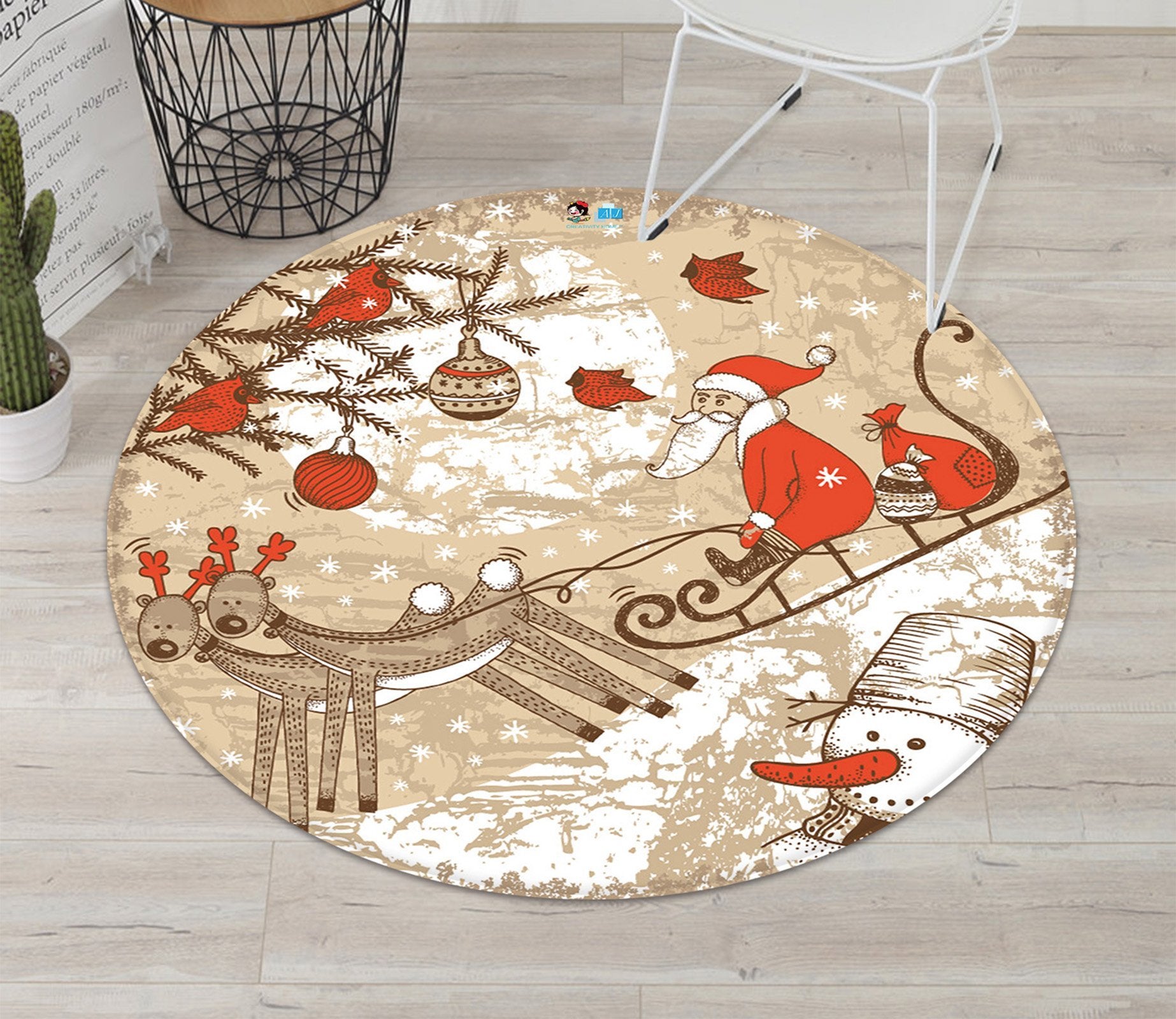 3D Graffiti Sledding 101 Round Non Slip Rug Mat Mat AJ Creativity Home 