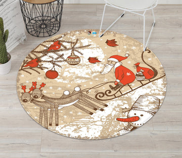 3D Graffiti Sledding 101 Round Non Slip Rug Mat Mat AJ Creativity Home 