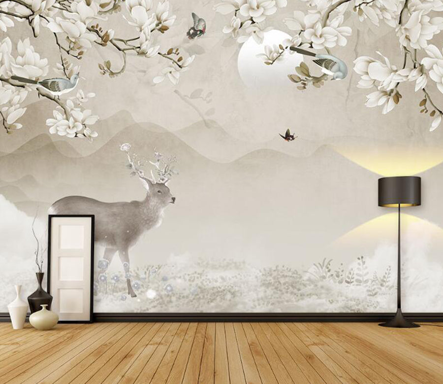 3D Melancholy Deer 860 Wall Murals