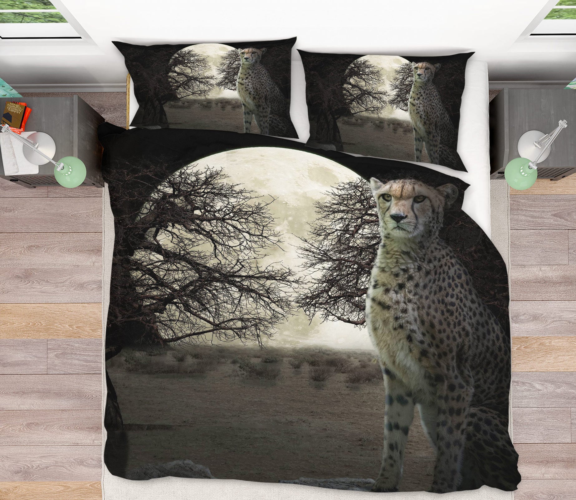 3D Moon Tree Leopard 8561 Beth Sheridan Bedding Bed Pillowcases Quilt