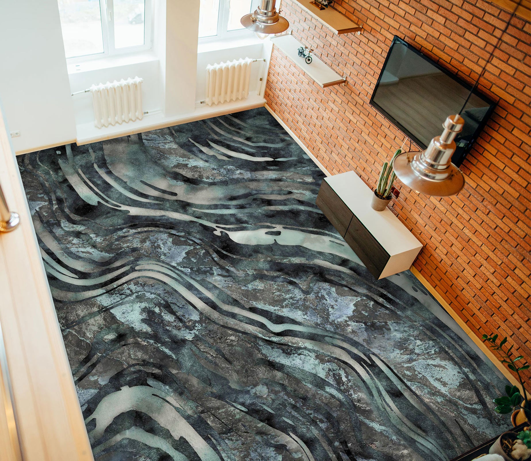 3D Dark Green Striped Pattern 102137 Andrea Haase Floor Mural  Wallpaper Murals Self-Adhesive Removable Print Epoxy