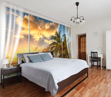 3D window view with dusk and clouds 36 Wall Murals Wallpaper AJ Wallpaper 