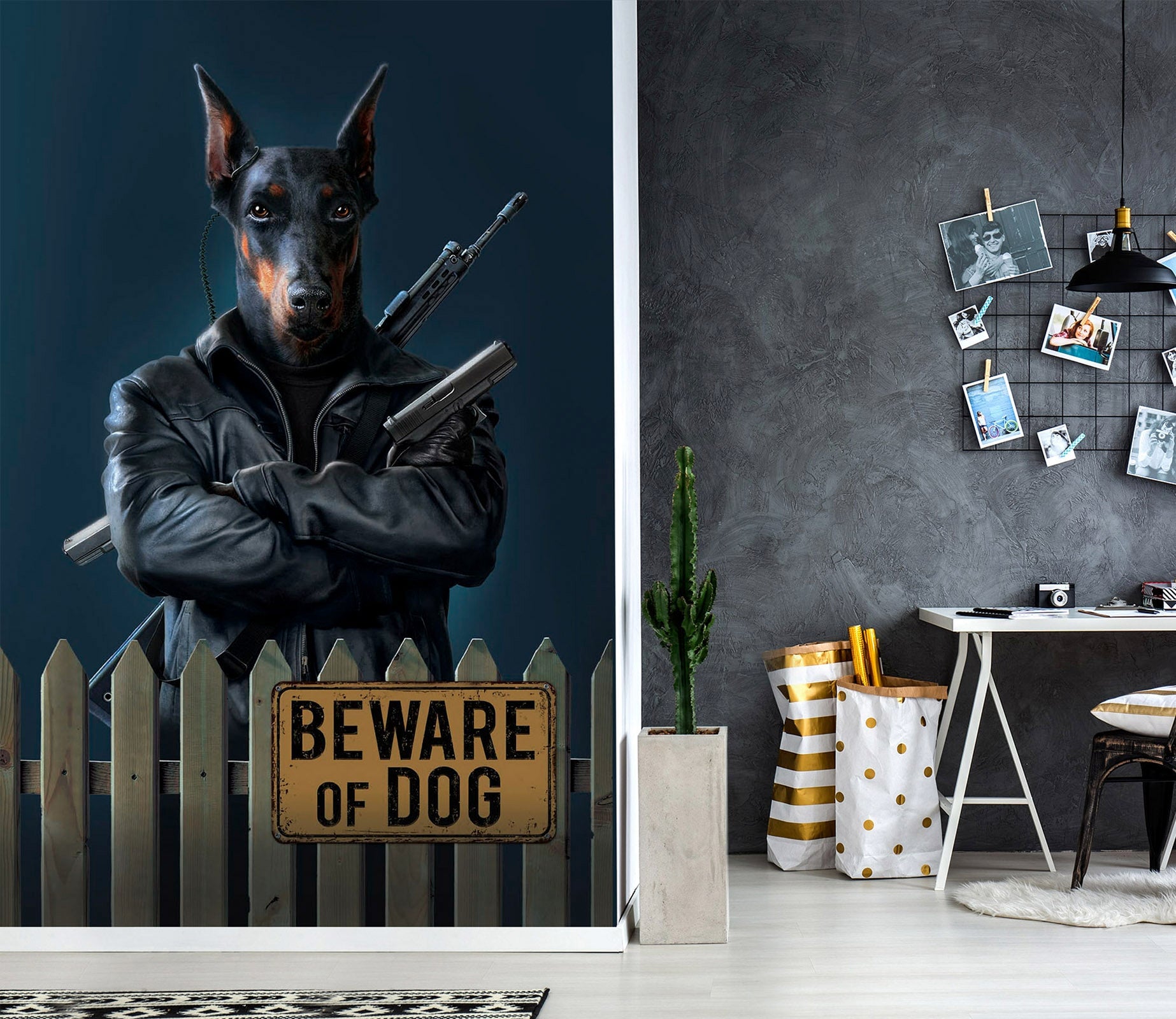 3D Dog Wwarrior 1409 Wall Murals Exclusive Designer Vincent Wallpaper AJ Wallpaper 