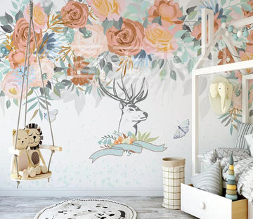 3D Flower Elk WC01 Wall Murals Wallpaper AJ Wallpaper 2 