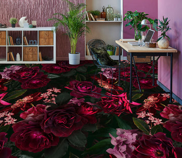 3D Rose Red Clump 99226 Uta Naumann Floor Mural  Wallpaper Murals Self-Adhesive Removable Print Epoxy