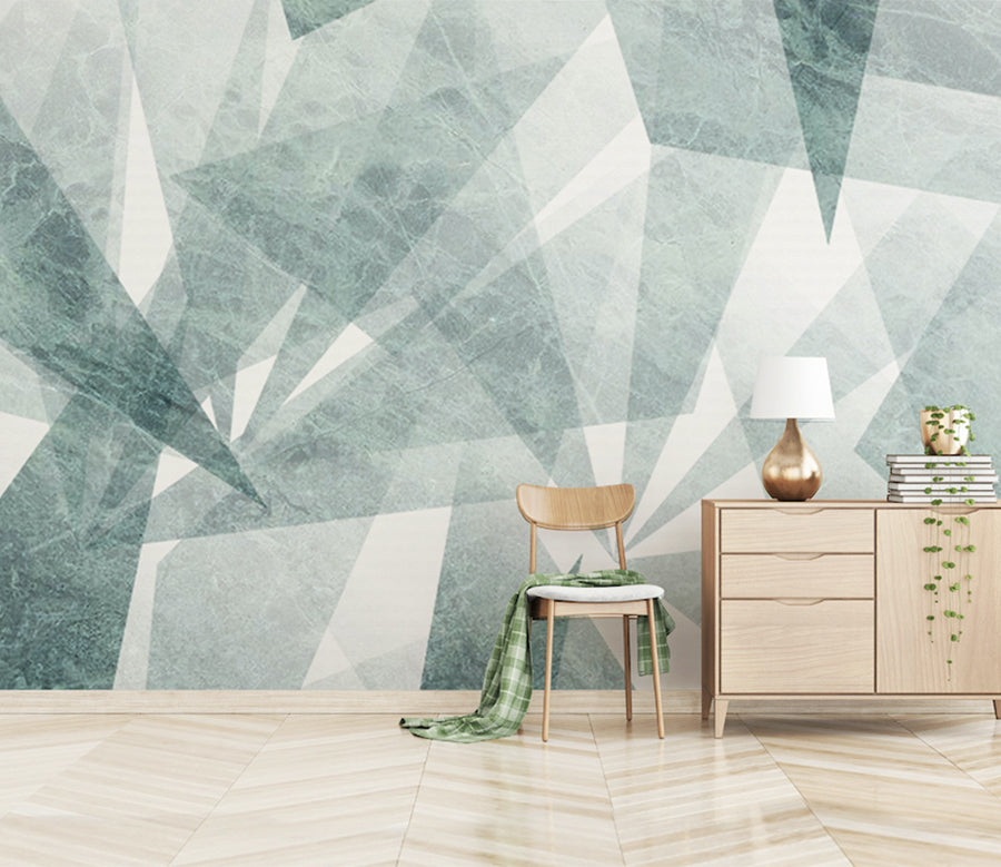 3D Transparent Green Triangle WG057 Wall Murals