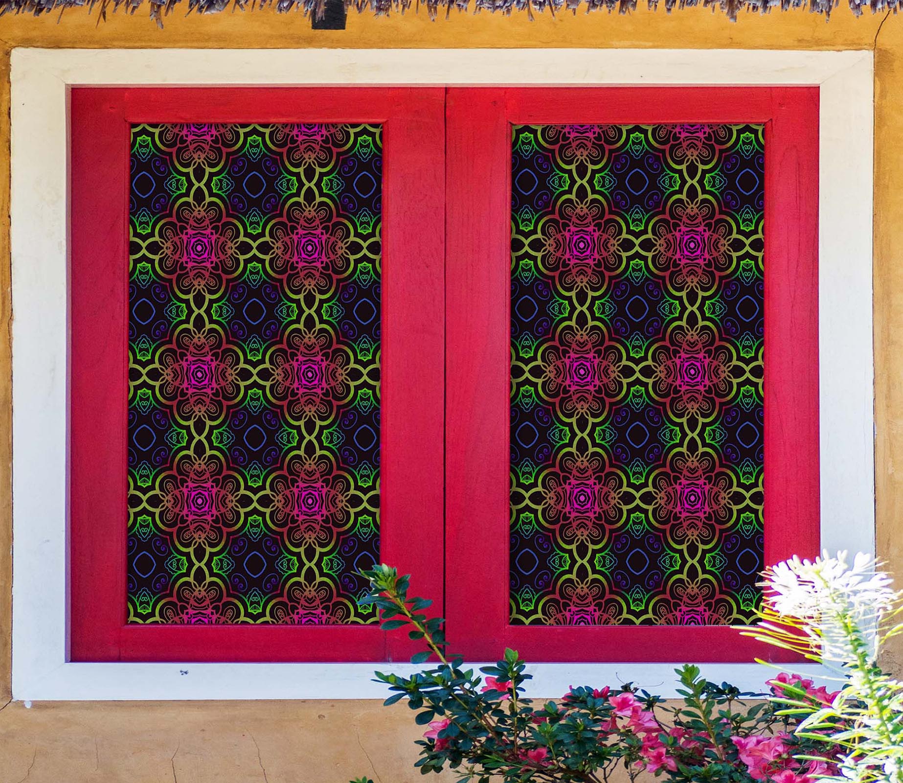 3D Clip Art Flower 408 Window Film Print Sticker Cling Stained Glass UV Block