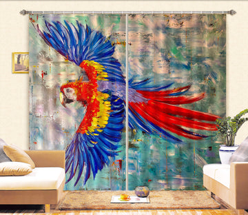 3D Watercolor Parrot 2337 Skromova Marina Curtain Curtains Drapes