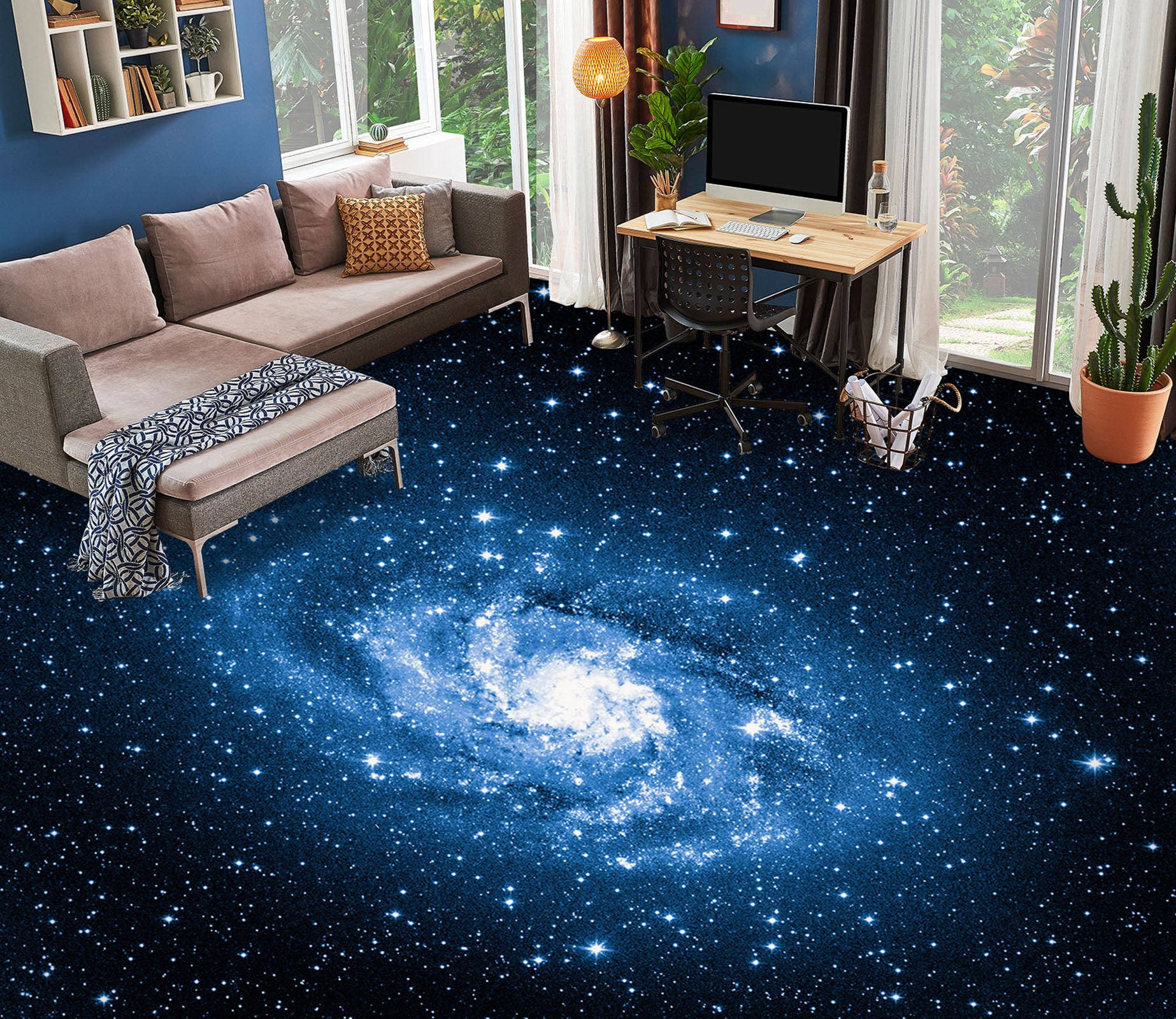 3D Psychedelic Blue Galaxy 515 Floor Mural  Wallpaper Murals Rug & Mat Print Epoxy waterproof bath floor