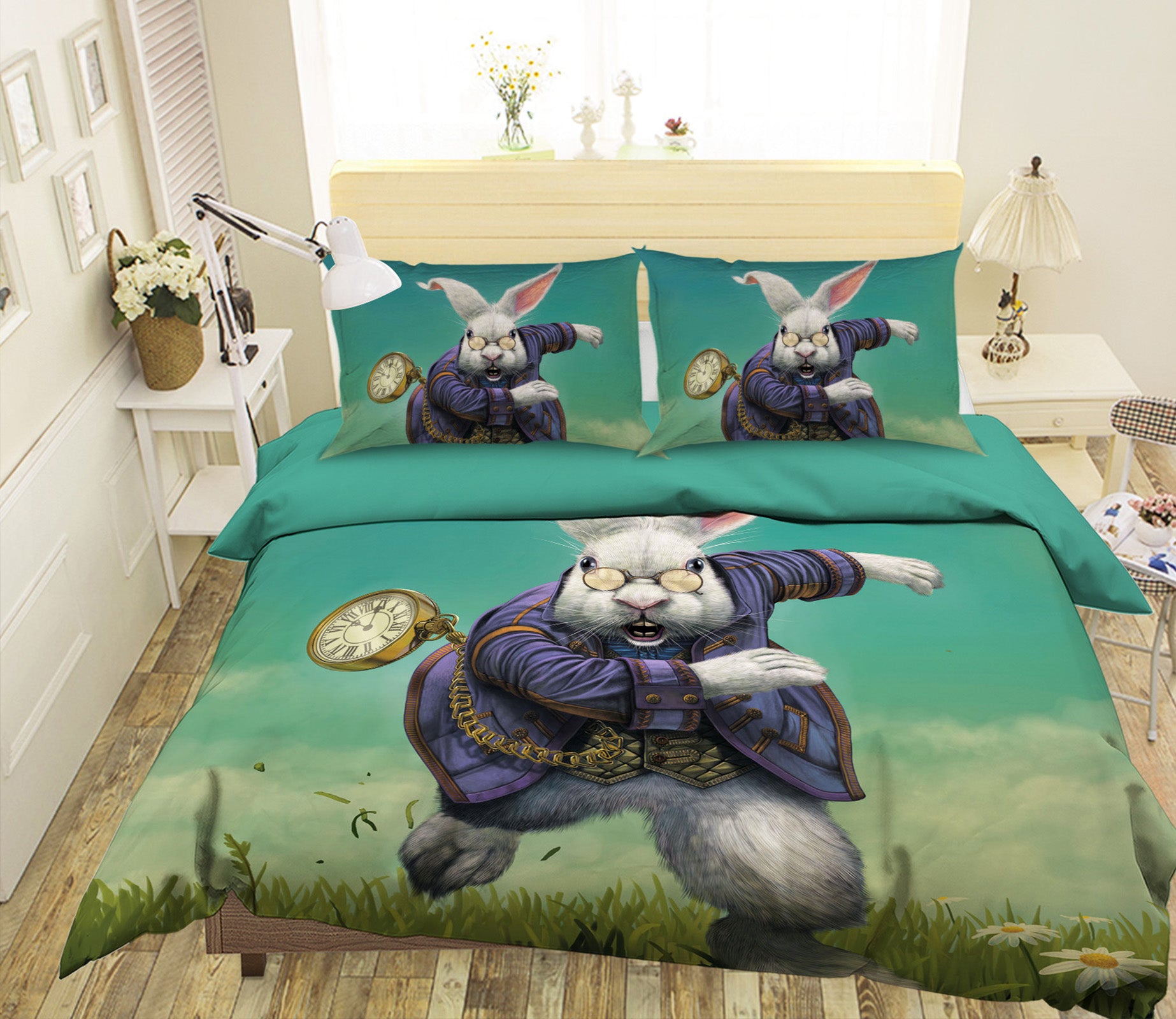 3D White Rabbit 100 Bed Pillowcases Quilt Exclusive Designer Vincent