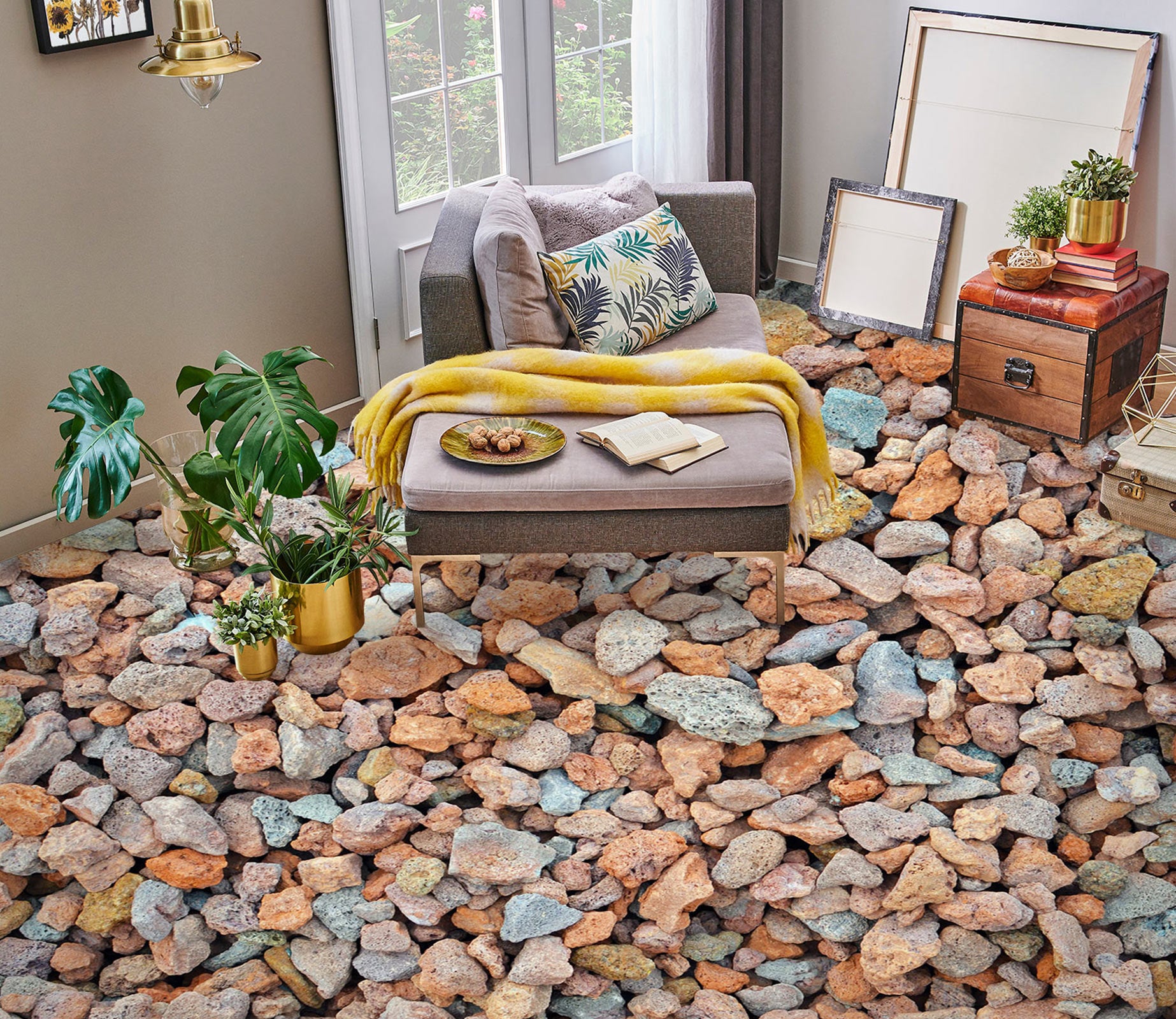 3D Colorful Stone Design 1341 Floor Mural  Wallpaper Murals Self-Adhesive Removable Print Epoxy