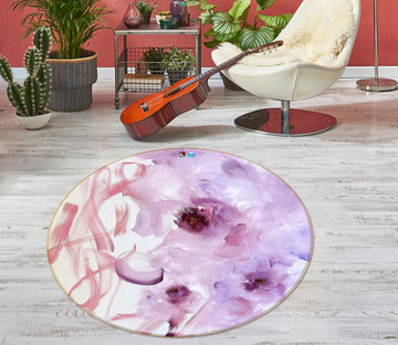 3D Purple Flower 7822 Skromova Marina Rug Round Non Slip Rug Mat
