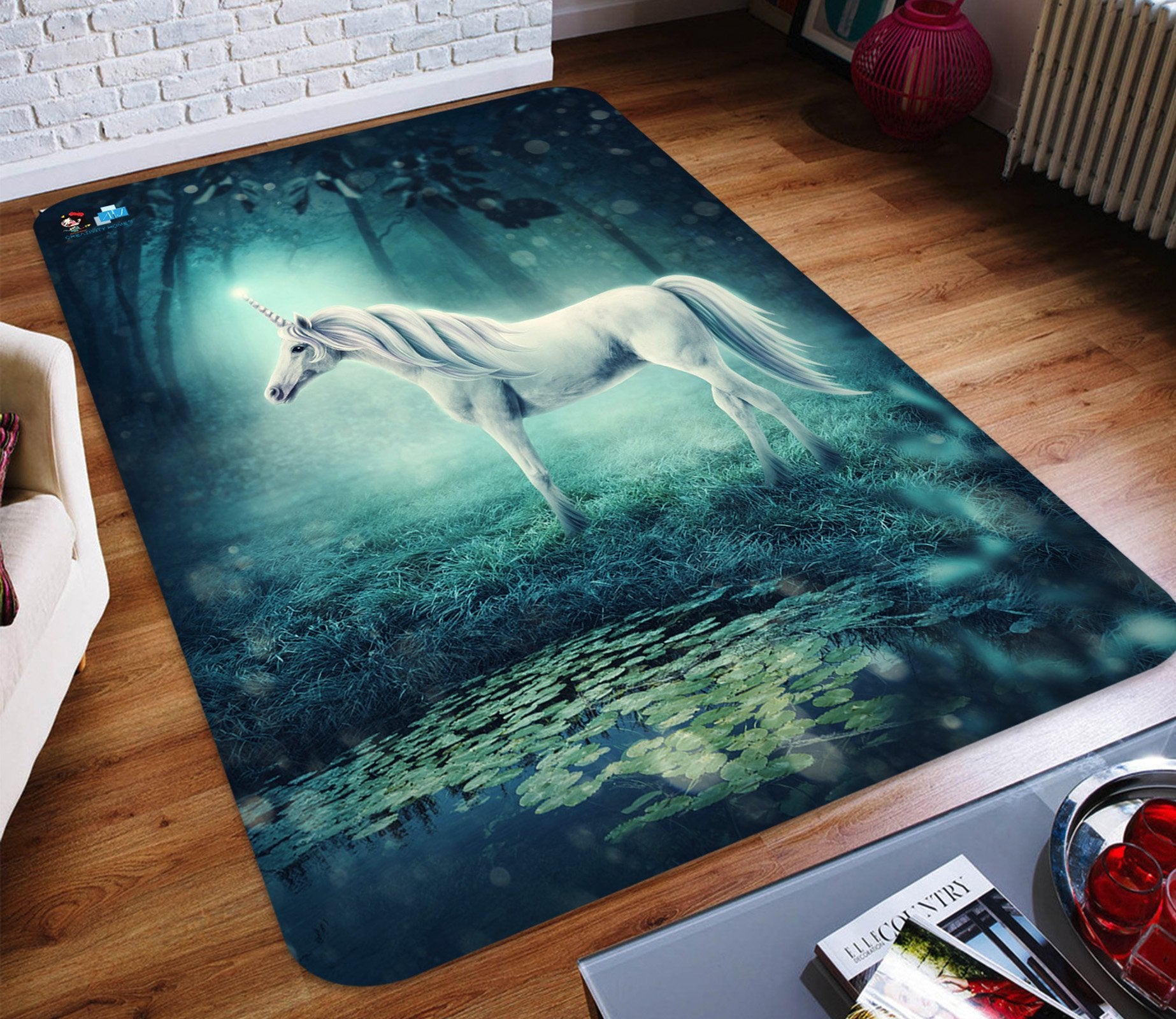 3D Light Spot Unicorn 99 Non Slip Rug Mat Mat AJ Creativity Home 