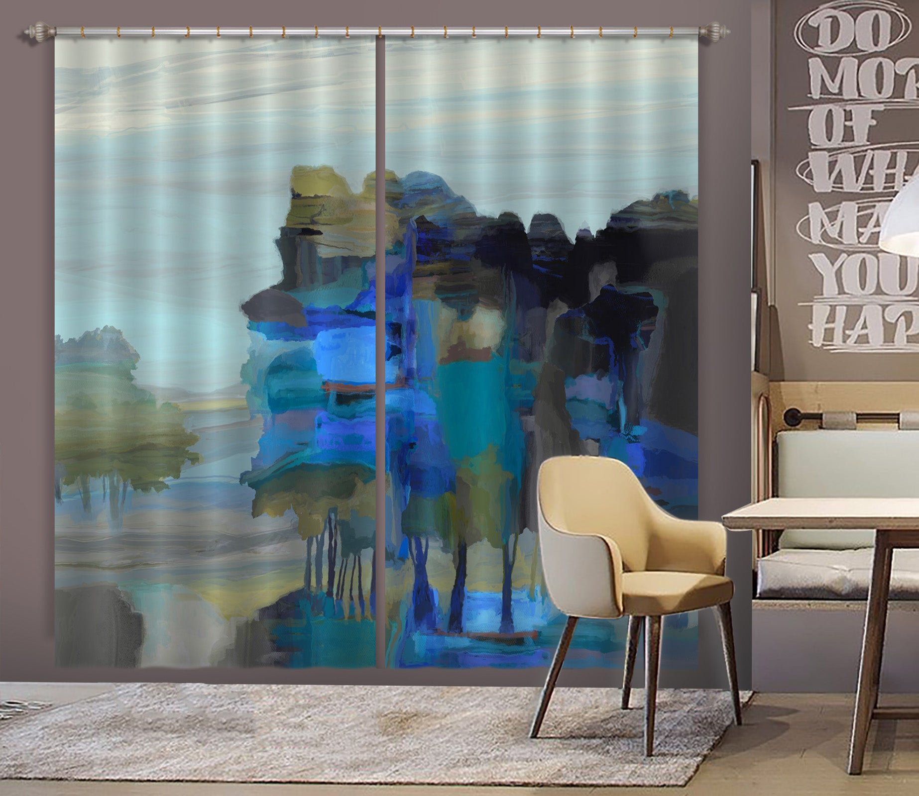 3D Blue Lake 066 Michael Tienhaara Curtain Curtains Drapes