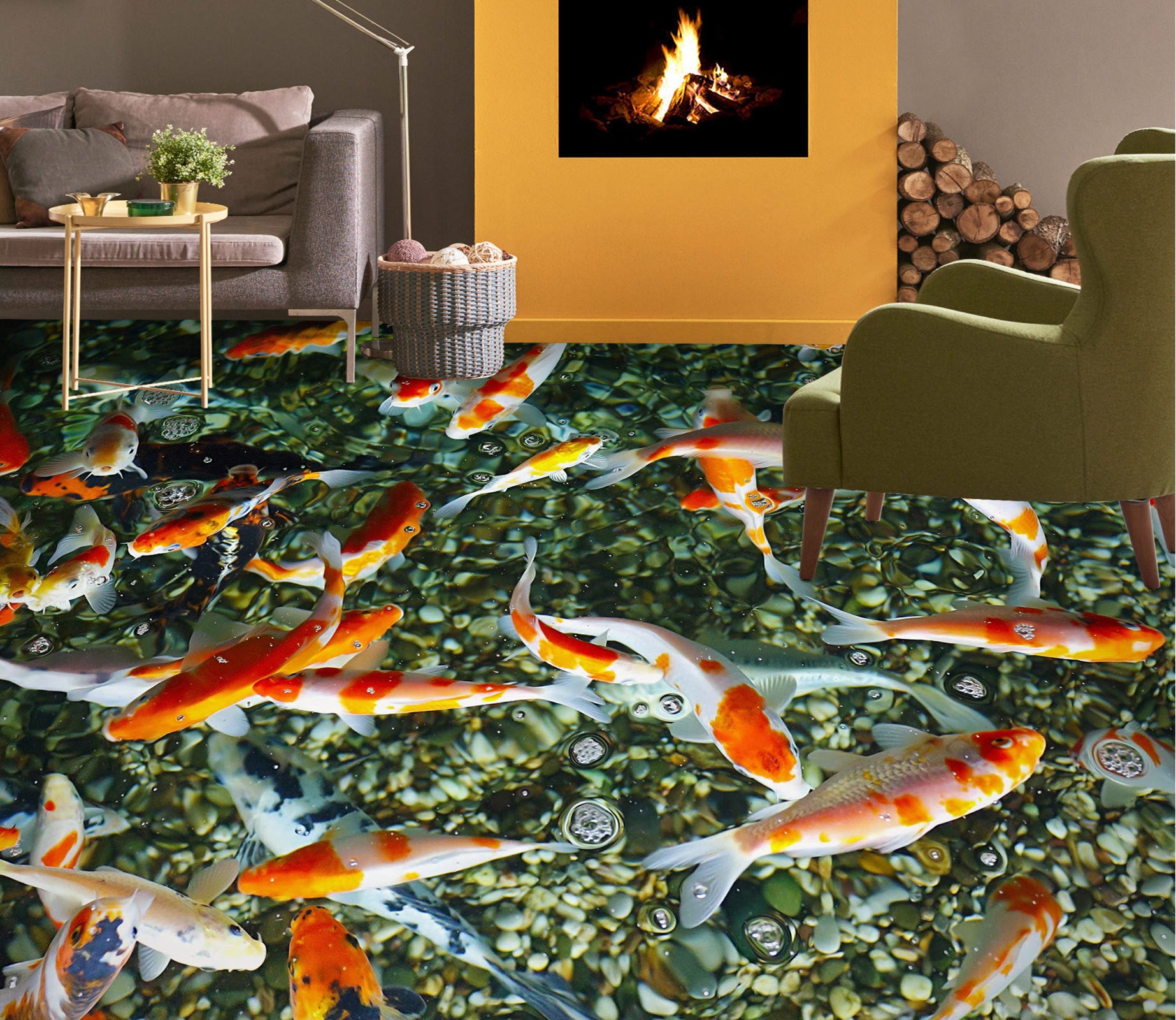 3D Lucky Koi Blessing 154 Floor Mural  Wallpaper Murals Rug & Mat Print Epoxy waterproof bath floor