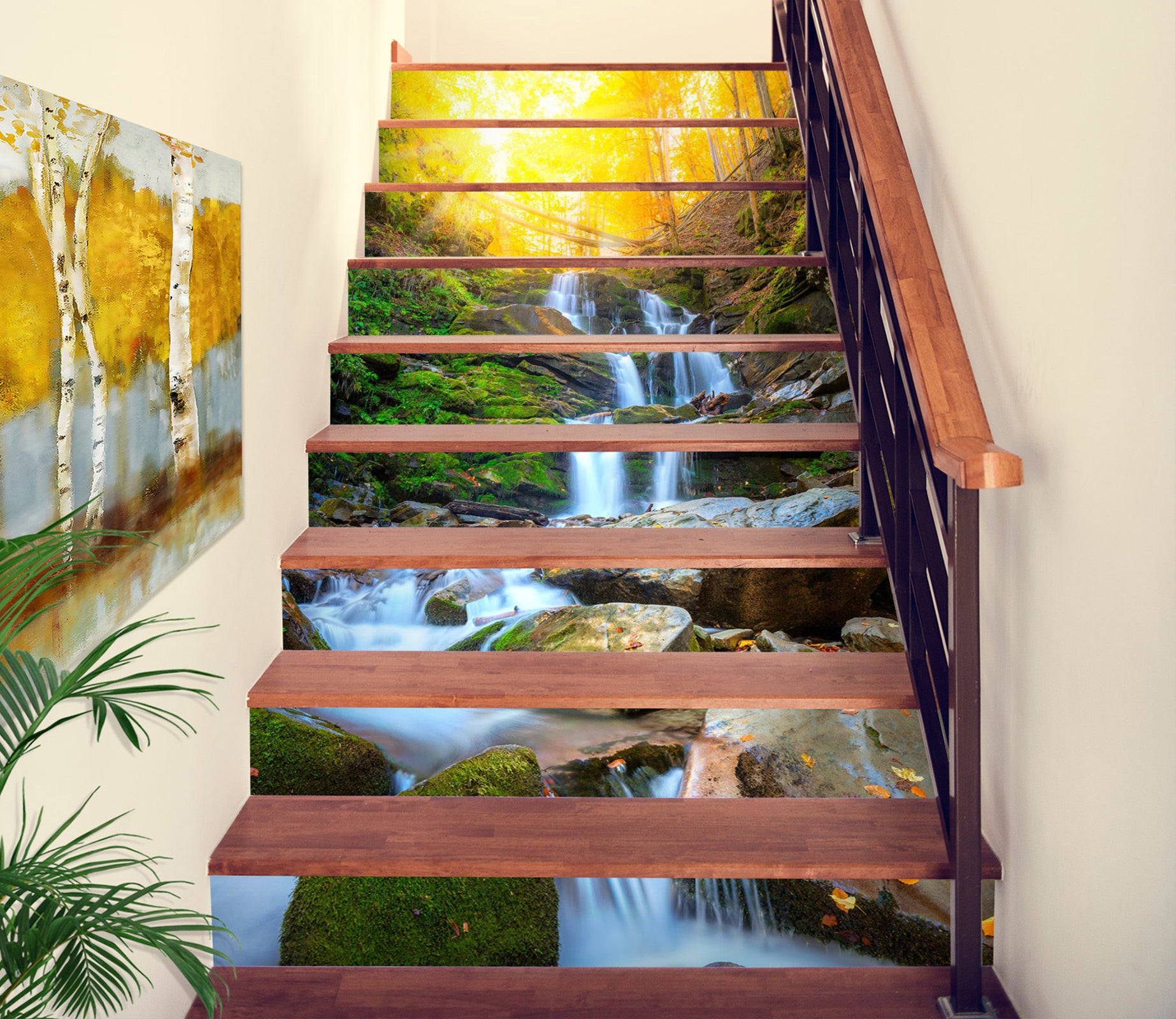 3D Winding Water In Daylight 371 Stair Risers