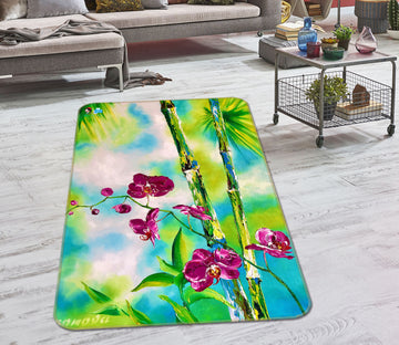 3D Bamboo Flower 1294 Skromova Marina Rug Non Slip Rug Mat