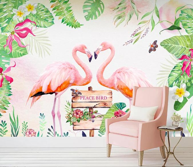 3D Pink Flamingo WC464 Wall Murals Wallpaper AJ Wallpaper 2 