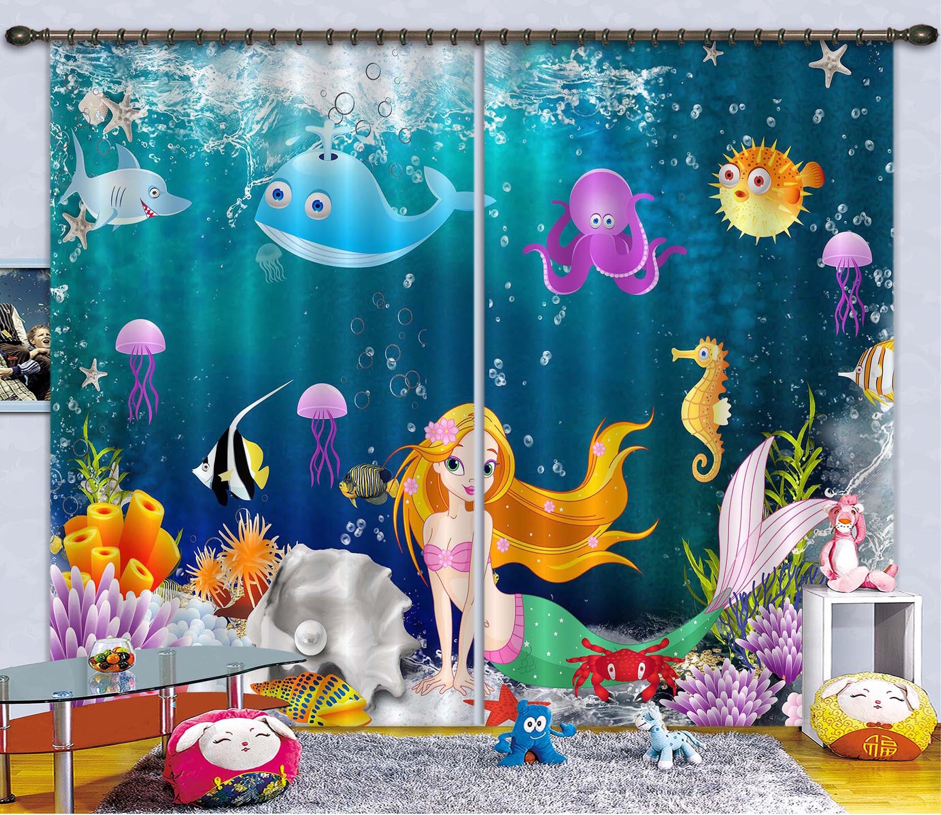 3D Undersea Animal 736 Curtains Drapes