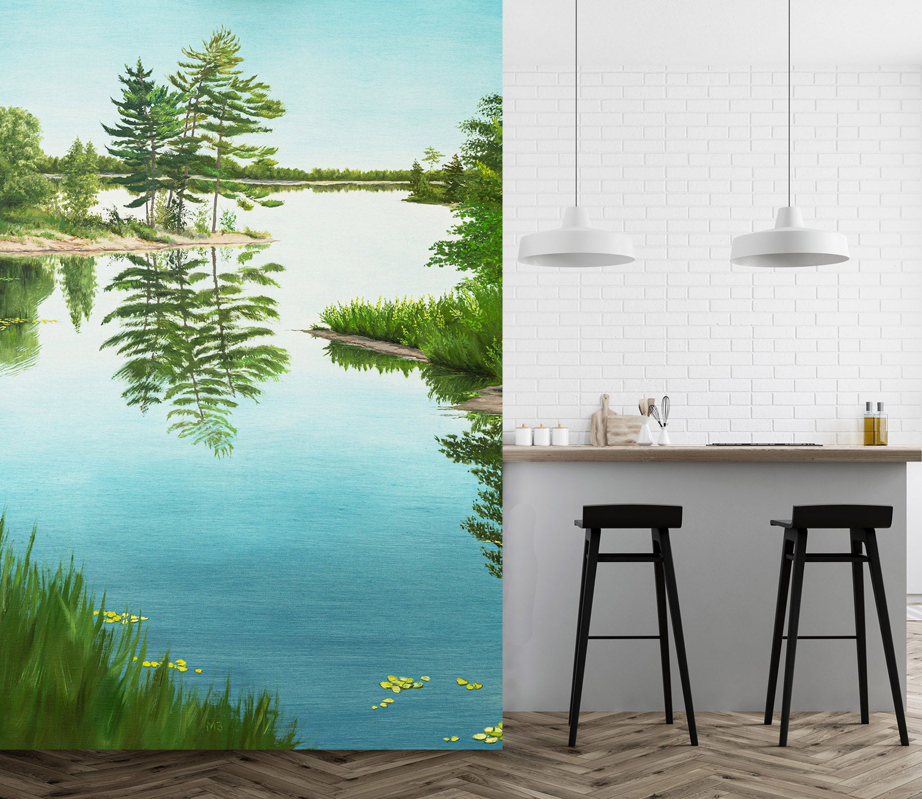 3D Lake Tree 1863 Marina Zotova Wall Mural Wall Murals