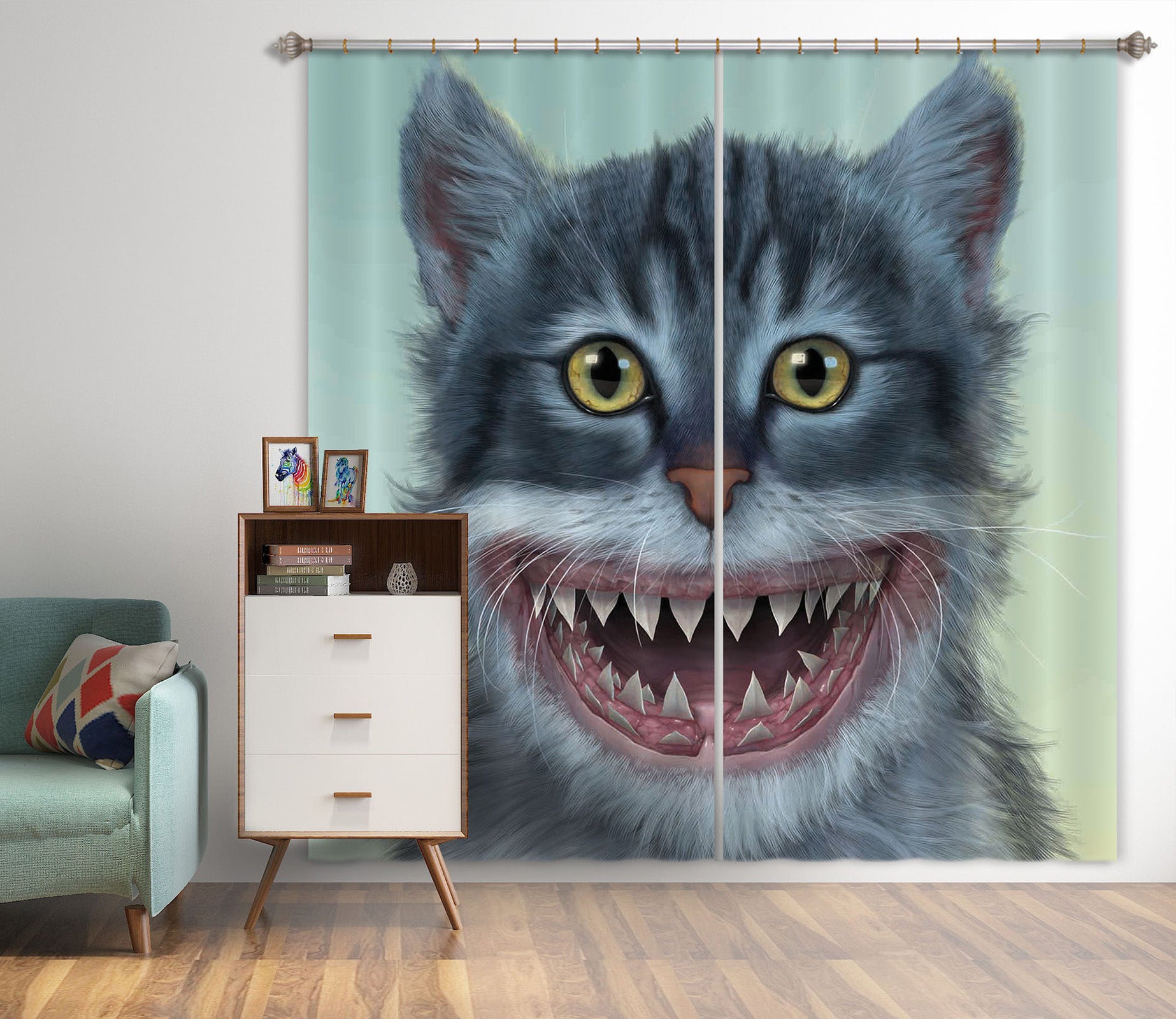 3D Sharkitten 071 Vincent Hie Curtain Curtains Drapes
