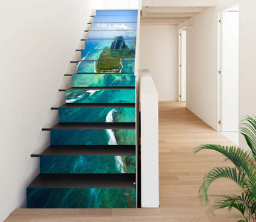 3D Turquoise Clear Lake Water 413 Stair Risers