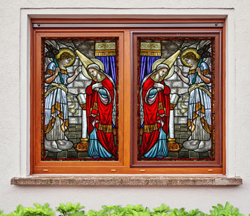 3D Red Woman 011 Window Film Print Sticker Cling Stained Glass UV Block