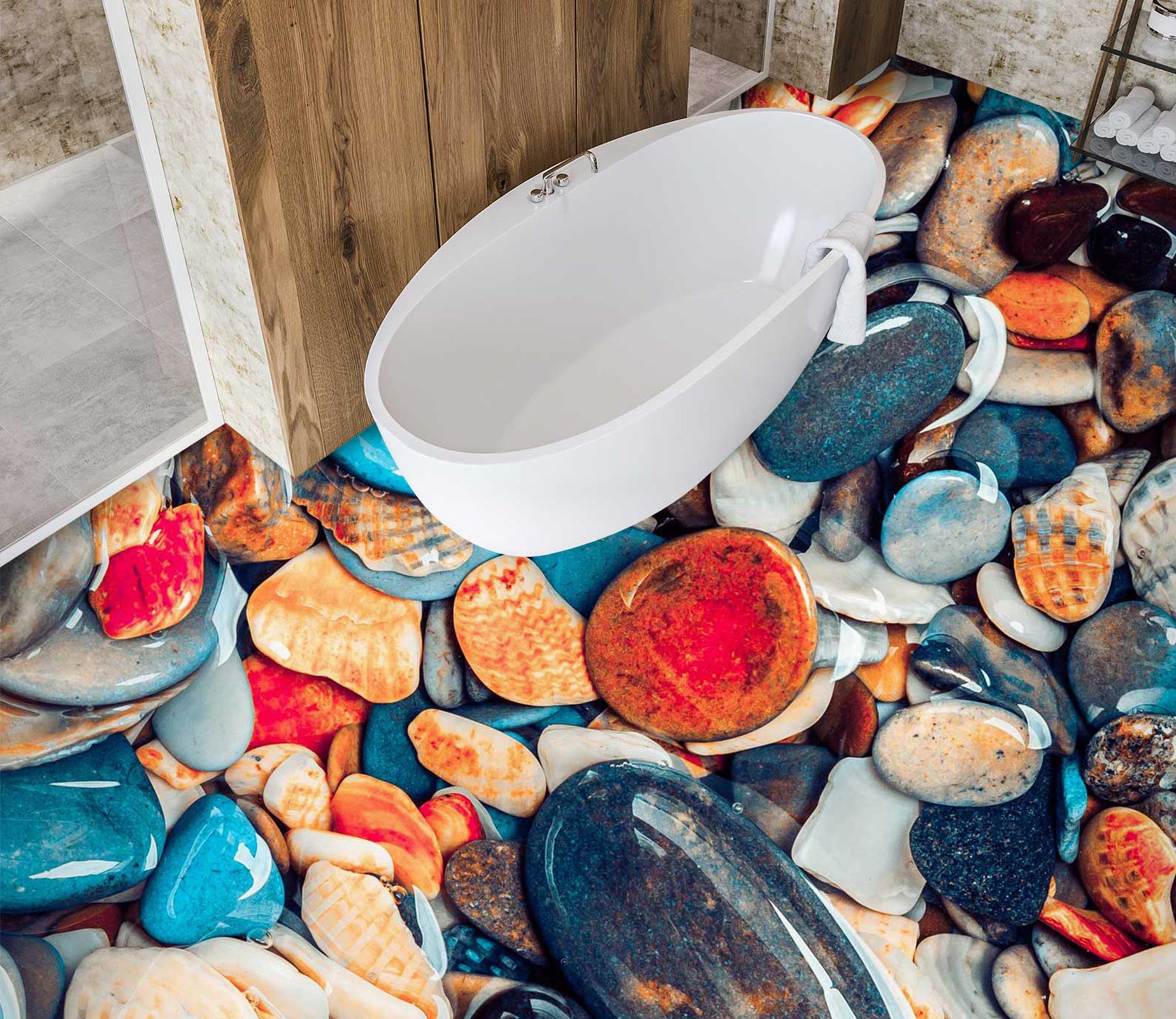 3D Rich Colors Of Pebbles 1100 Floor Mural  Wallpaper Murals Self-Adhesive Removable Print Epoxy