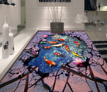 3D Pond Koi 422 Floor Mural  Wallpaper Murals Rug & Mat Print Epoxy waterproof bath floor