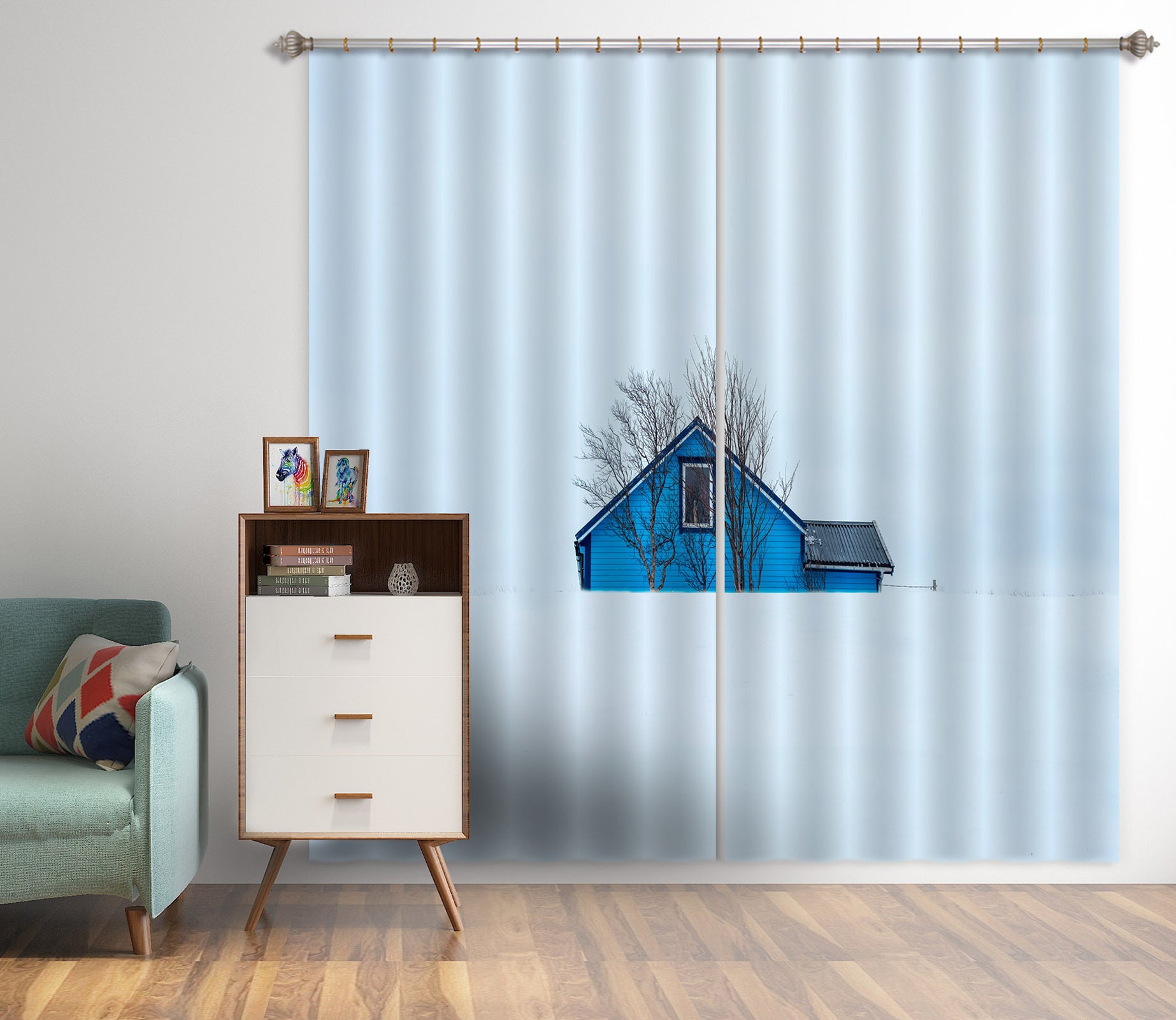 3D Blue House 126 Marco Carmassi Curtain Curtains Drapes