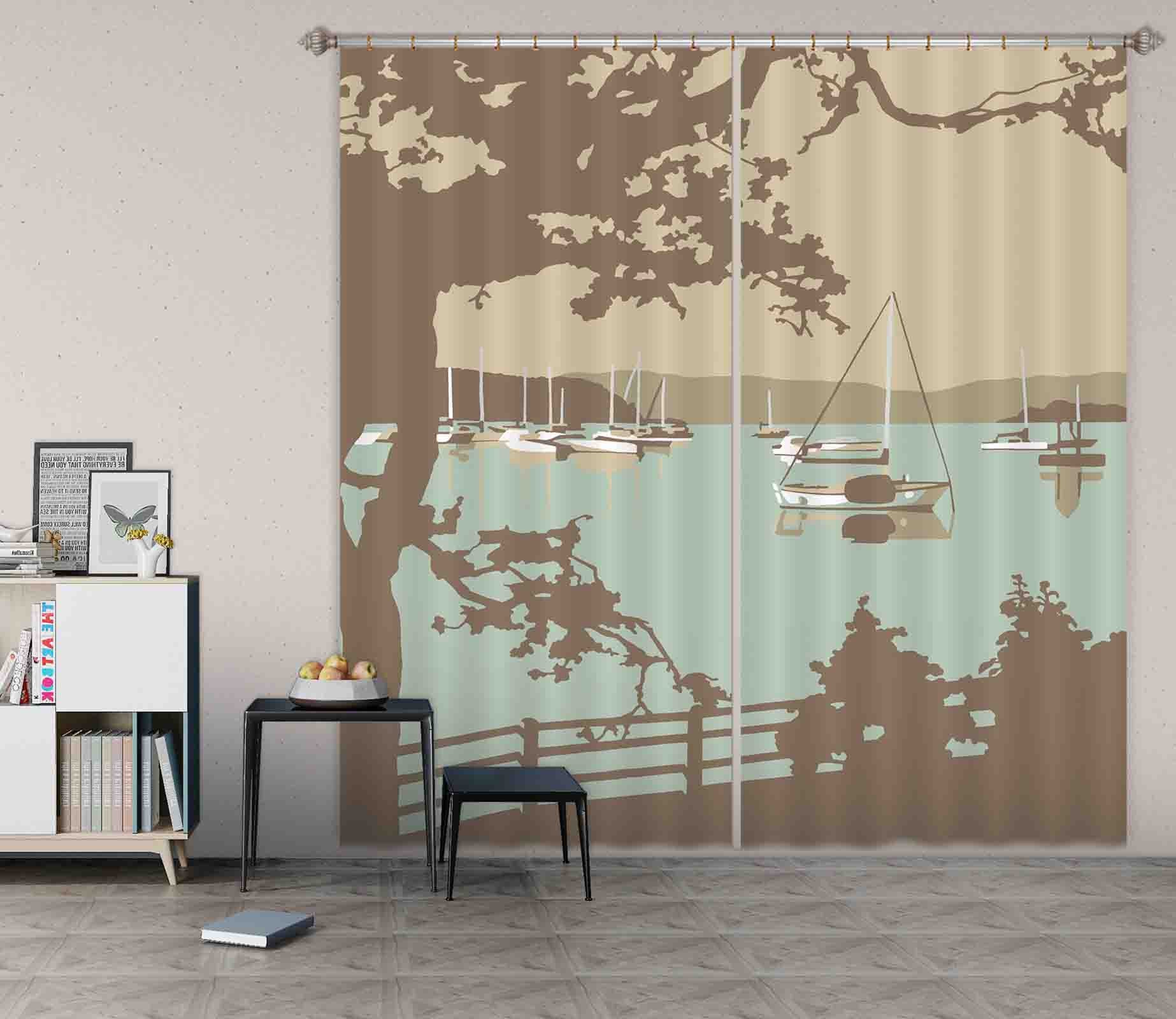3D Poole Harbour View 134 Steve Read Curtain Curtains Drapes