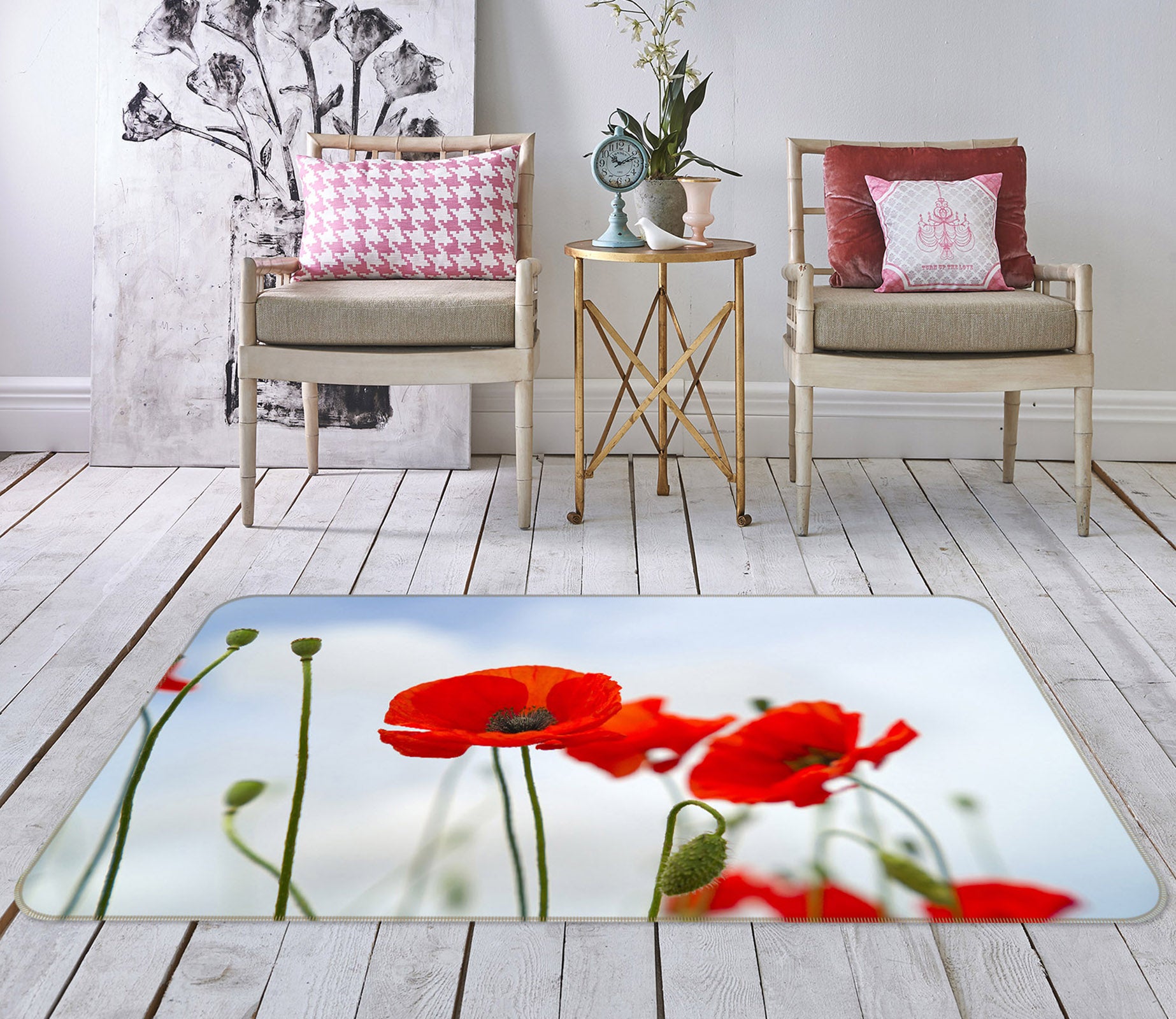 3D Red Flowers 1170 Marco Carmassi Rug Non Slip Rug Mat