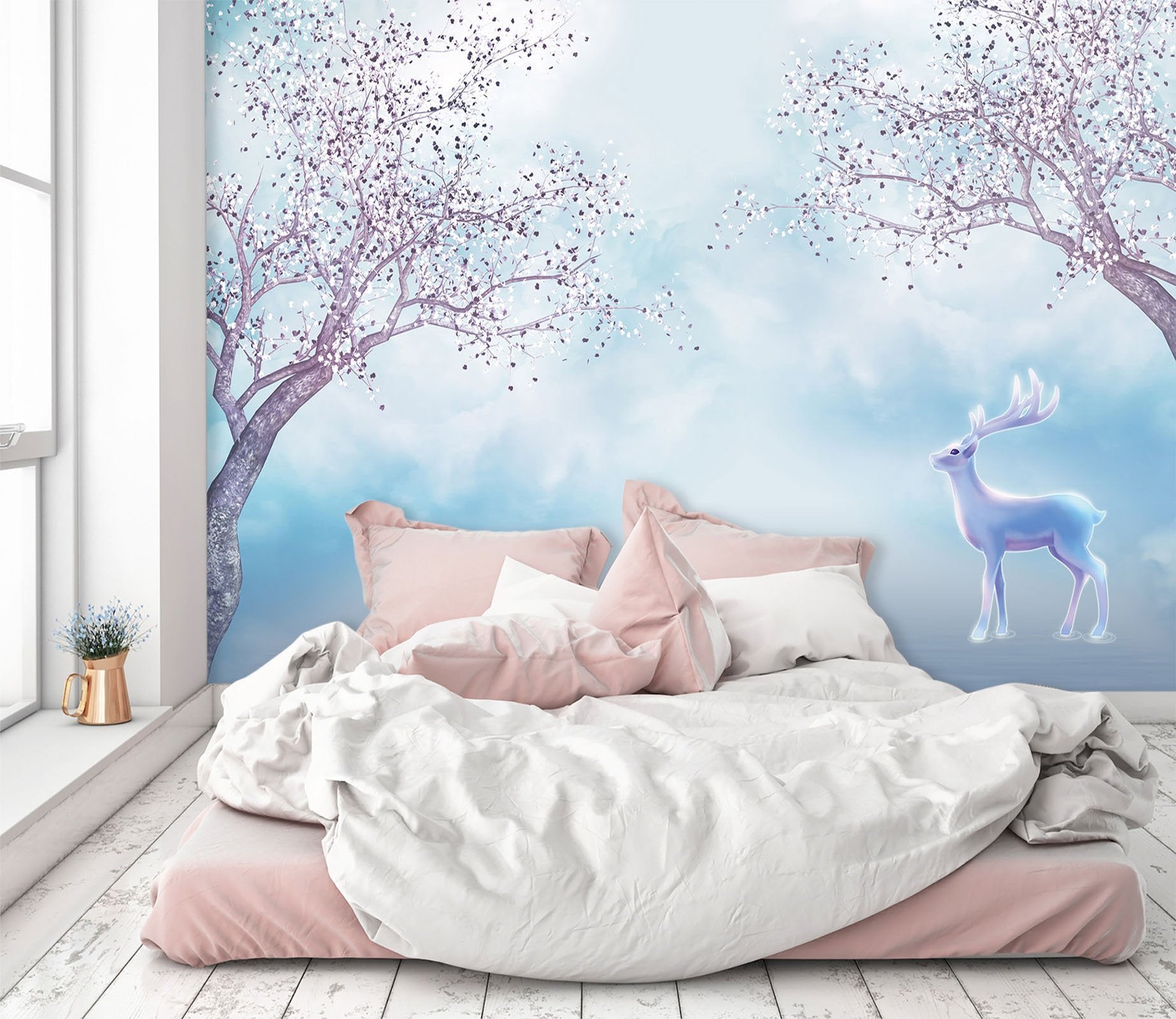 3D Tree Blossom Deer 506 Wallpaper AJ Wallpaper 2 