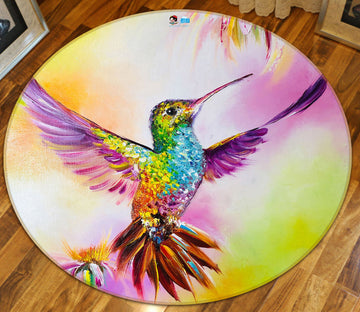 3D Colorful Hummingbird 851 Skromova Marina Rug Round Non Slip Rug Mat